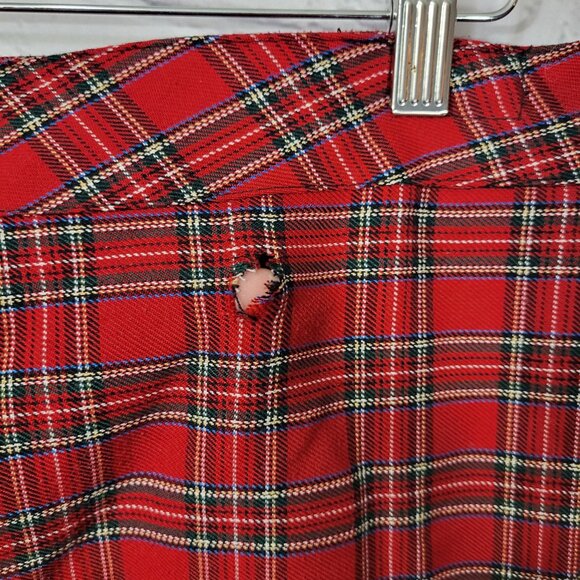 Vintage Y2K Lip Service Kilt Mens 36W 22L Red Tartan Plaid Goth Punk Flaw-Hole - Picture 4 of 11